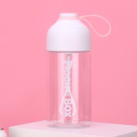 Macaron Color Shake Cup Lazy Water Cup Automatic (Option: White Cup Lid Pink Drawstring-380ml Food Grade PC Material)